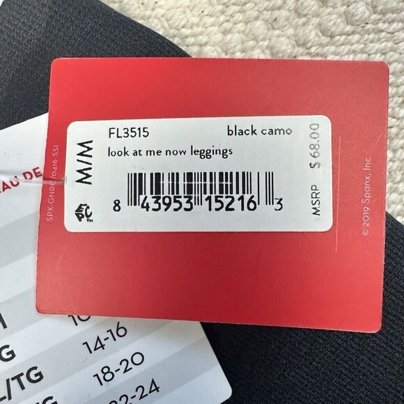 SPANX Look At Me Now Leggings Black Camo Women's Size Medium M/M FL3515 New - Picture 5 of 9